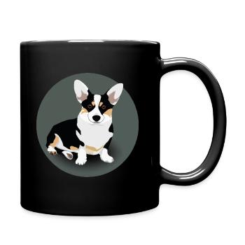 black and white corgi badge - Full Colour Mug - black - Right