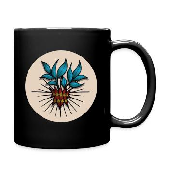 floral tattoo - Full Colour Mug - black - Right