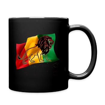 Hinweis Rouge Yellow Green Rasta Lion - Tasse einfarbig - Schwarz - Rechts