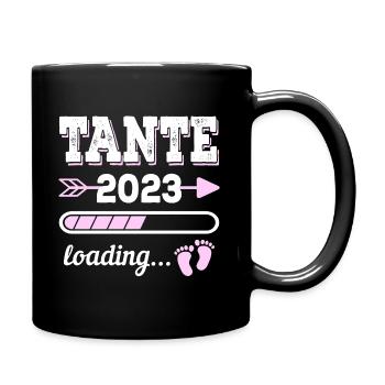 Tante Patentante 2023 Geburt Geschenkidee - Tasse einfarbig - Schwarz - Rechts