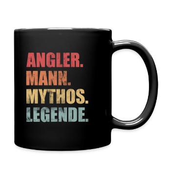 Angler Mann Mythos Legende Angeln Vintage - Tasse einfarbig - Schwarz - Rechts