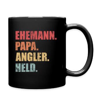 Ehemann Papa Angler Held Angeln Vatertag Vintage - Tasse einfarbig - Schwarz - Rechts