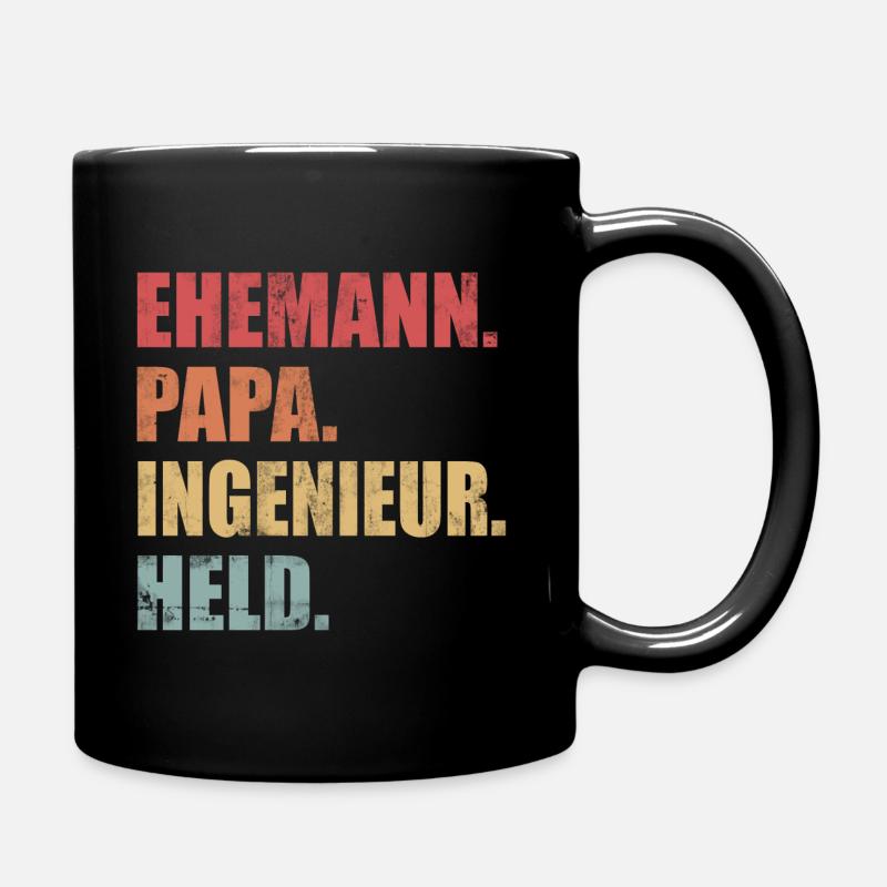 Ehemann Papa Ingenieur Held Vatertag Vintage - Tasse einfarbig - Schwarz