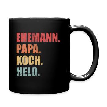 Ehemann Papa Koch Held Kochen Vatertag Vintage - Tasse einfarbig - Schwarz - Rechts