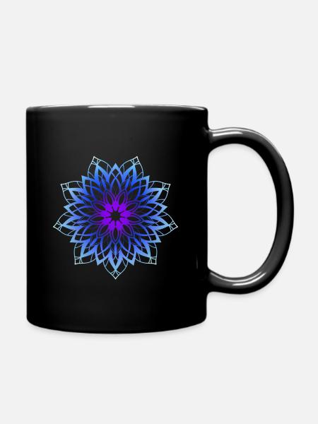 Blue Mandala - Tasse einfarbig - Schwarz