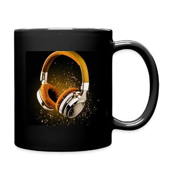 golden headphones - Tasse einfarbig - Schwarz - Rechts