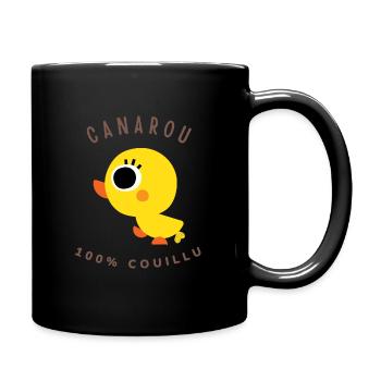 CANAROU 100% Couillu. Translated Courageous, daring - Full Colour Mug - black - Right