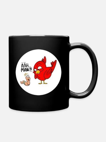 Cartoon - lustiger Spruch ÄÄH MIAU - Tasse einfarbig - Schwarz