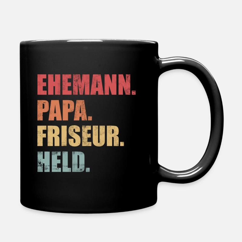 Friseur Ehemann Papa Held Vintage Geschenk - Tasse einfarbig - Schwarz