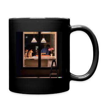 Nighthawks by edward hopper but with shiba inus - Tasse einfarbig - Schwarz - Rechts