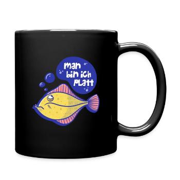 Flunder - Man bin ich platt - Tasse einfarbig - Schwarz - Rechts
