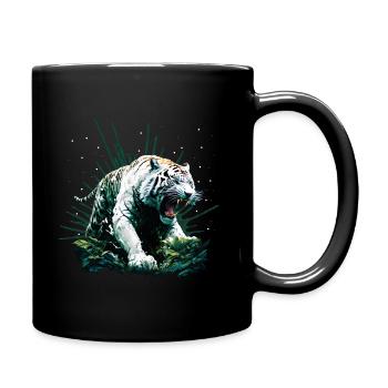 Tigre rugissant blanc en colère dans la jungle - Mug uni - noir - Droite