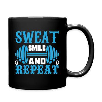 Sweat Smile and Repeat - Full Colour Mug - black - Right