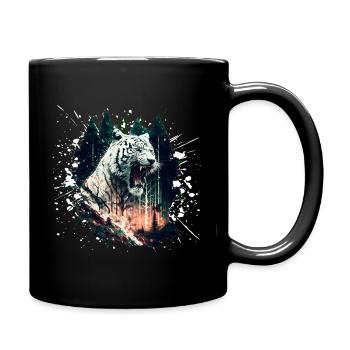 Tigre rugissant blanc en colère dans la jungle - Mug uni - noir - Droite