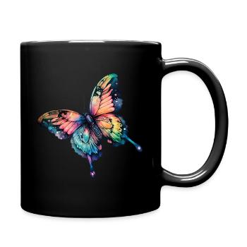 Couleurs arc-en-ciel papillon - Mug uni - noir - Droite