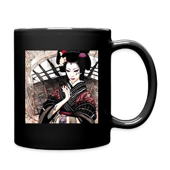 Geisha dunkel düster geheimnisvoll Japanische Frau - Tasse einfarbig - Schwarz - Rechts