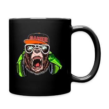 Gorilla Gamer; Zocker/Zockerin Geburtstags T-Shirt - Tasse einfarbig - Schwarz - Rechts