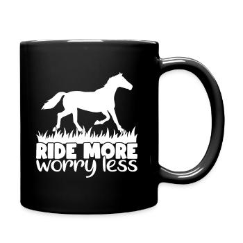 Ride more worry less - Full Colour Mug - black - Right