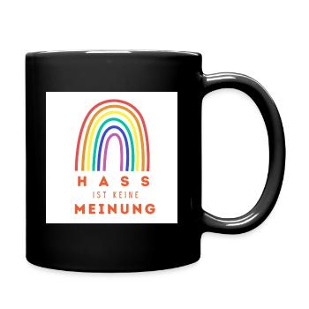 Regenbogen Hass ist keine Meinung BW - Tasse einfarbig - Schwarz - Rechts