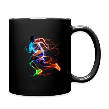 Dynamic Soccer Player Leaves a Glowing Neon Trail - Full Colour Mug - black - Right