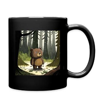 Little lonely bear in the forest - Full Colour Mug - black - Right