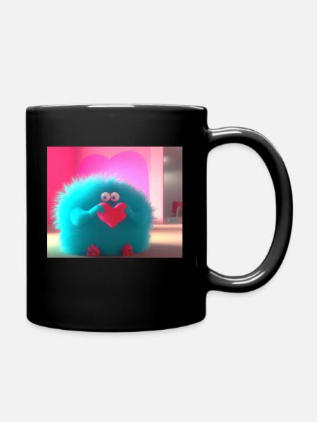 Monster mit Herz - Tasse einfarbig - Schwarz