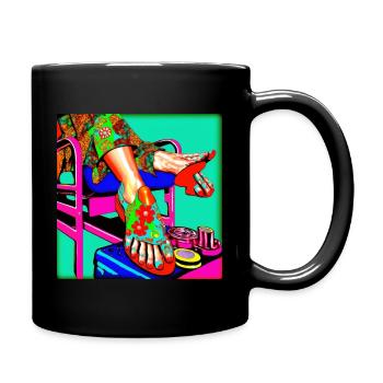 Fusspflege Pop Art bunt - Tasse einfarbig - Schwarz - Rechts