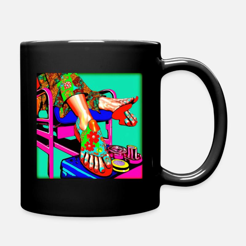 Fusspflege Pop Art bunt - Tasse einfarbig - Schwarz