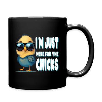 Ich bin nur hier für die Küken süßes Osterdesign - Tasse einfarbig - Schwarz - Rechts