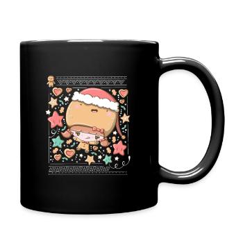 Festive Gingerbread bubble head cutie - Full Colour Mug - black - Right