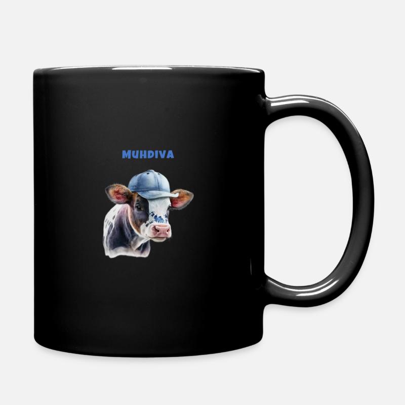 Muhdiva Kuh mit Cap - Tasse einfarbig - Schwarz