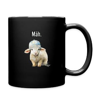 Mäh Schaf mit Cap - Tasse einfarbig - Schwarz - Rechts