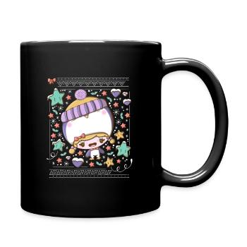 Festive penguin bubble head cutie - Full Colour Mug - black - Right