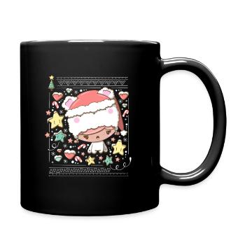 Festive polar bear bubble head cuite - Full Colour Mug - black - Right