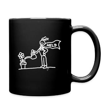 Helfer Held Blumendienst weiß - Tasse einfarbig - Schwarz - Rechts