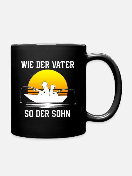 Wie der Vater so der Sohn Fischer Spruch - Tasse einfarbig - Schwarz