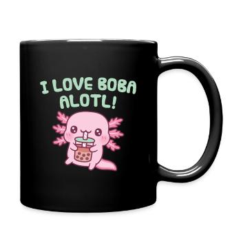 Cute Axolotl I Love Bubble Tea Alotl Funny Pun - Full Colour Mug - black - Right