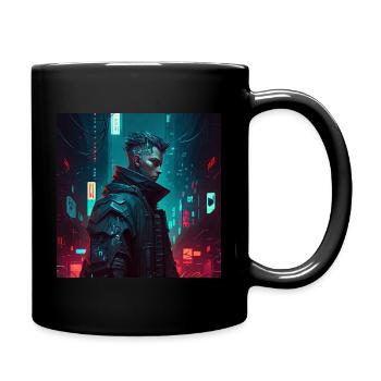 Man on Cyberpunkcity - Full Colour Mug - black - Right