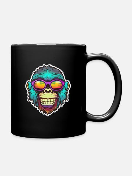 Psychedelic monkey - Full Colour Mug - black