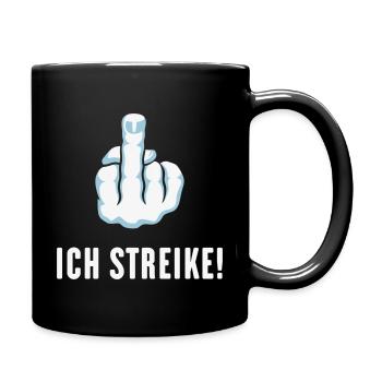 Stinkefinger – Ich Streike! (Streik Streikposten) - Tasse einfarbig - Schwarz - Rechts