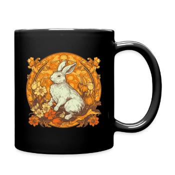 Rabbit Bunny Historische Kunst - Tasse einfarbig - Schwarz - Rechts