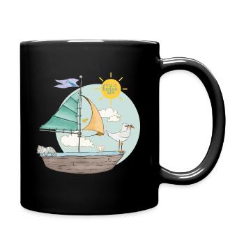 Segeltörn auf dem Bodensee mit tierischen Passagie - Tasse einfarbig - Schwarz - Rechts