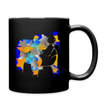 Bulldogge bunt, Pop-Art Style - Tasse einfarbig - Schwarz - Rechts