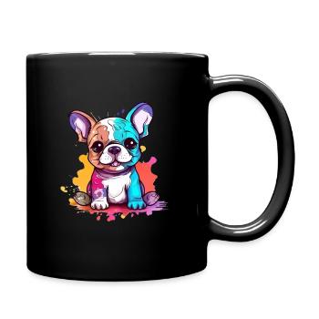 Kleine Bulldogge Welpe Französisch Abstrakt - Tasse einfarbig - Schwarz - Rechts