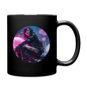 Hot Girl on Bike - Me and my Motorcycle - Full Colour Mug - black - Right