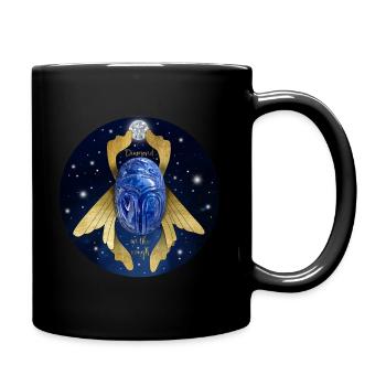 blauer Edelstein Skarabäus als Glücksbringer - Tasse einfarbig - Schwarz - Rechts