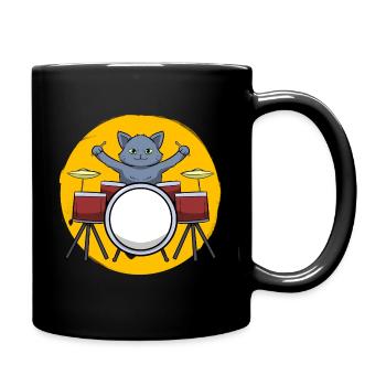 Batteur, joueur de tambour et amoureux des chats - Mug uni - noir - Droite