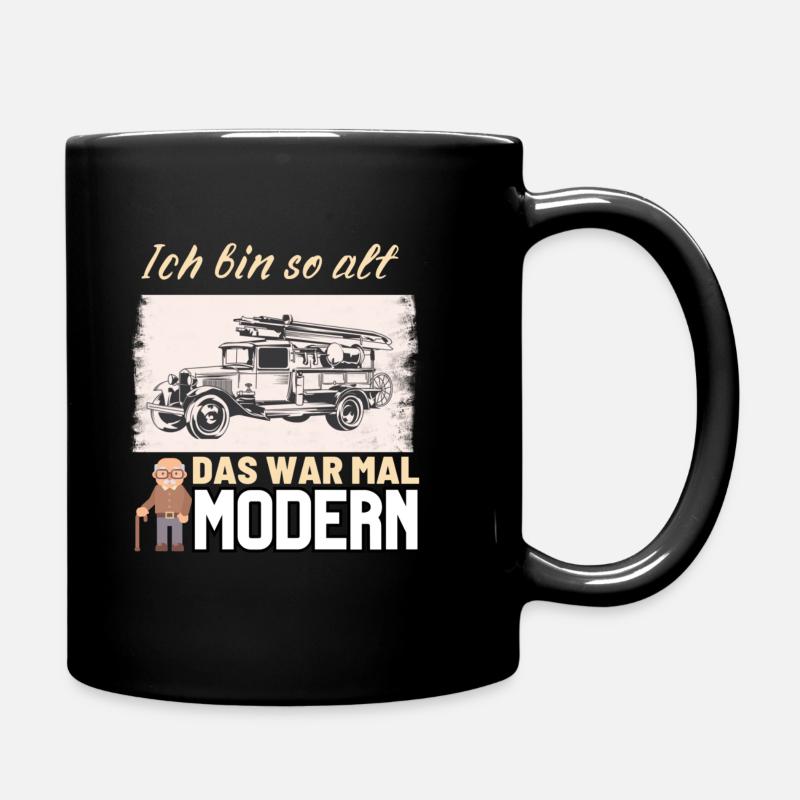 Feuerwehr Retro Tasse | Ich bin so alt - Tasse einfarbig - Schwarz