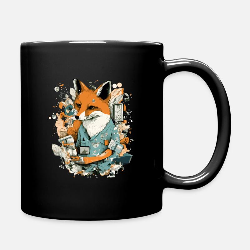 Fox and his diary - Full Colour Mug - black
