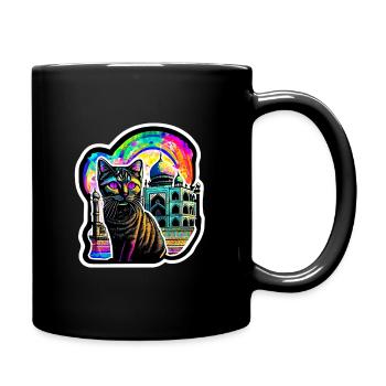 Stoner Cat in India - Full Colour Mug - black - Right